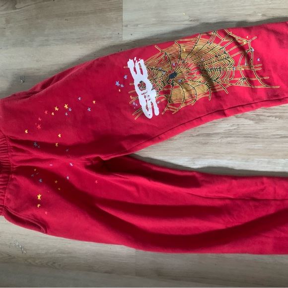 Red Kids Bottoms with Spider Web Design